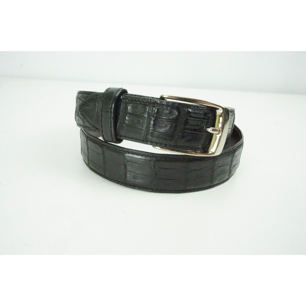 Tardini Genuine Caiman Crocodile Made in Italy Black Belt Sz 30